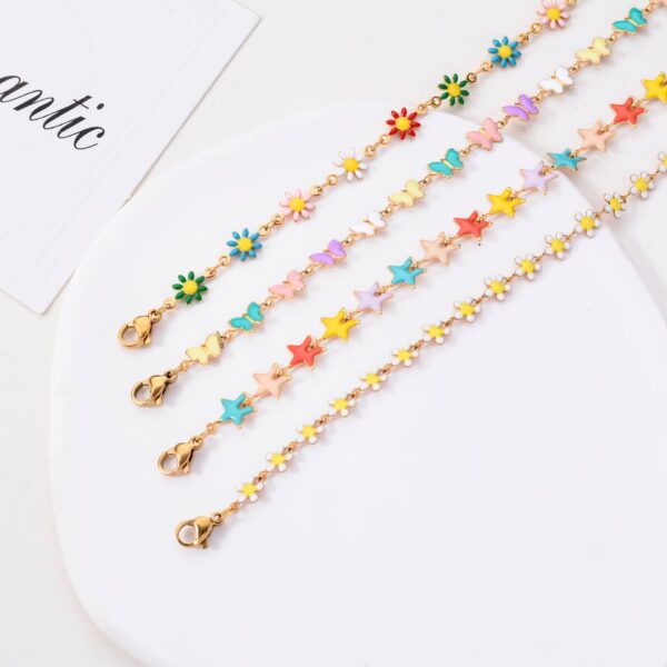 Stainless Steel Colorized Butterfly Five-pointed Star Flower Bracelet - Image 8