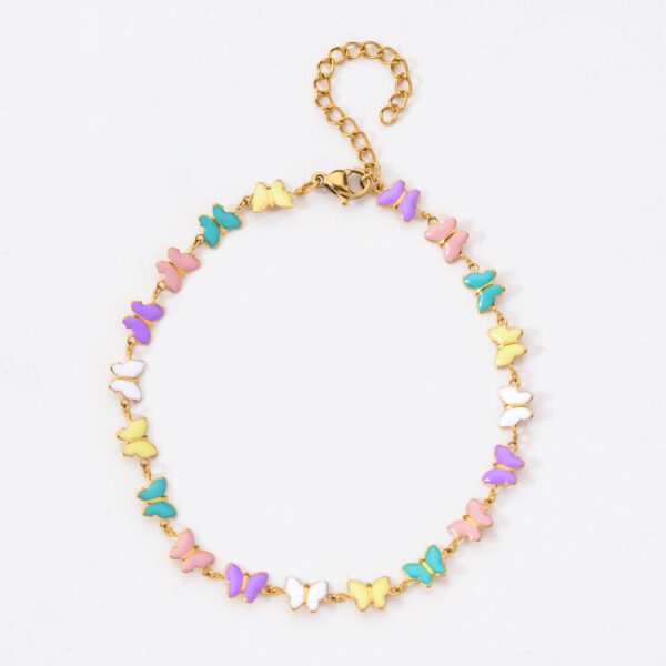 Stainless Steel Colorized Butterfly Five-pointed Star Flower Bracelet - Image 3