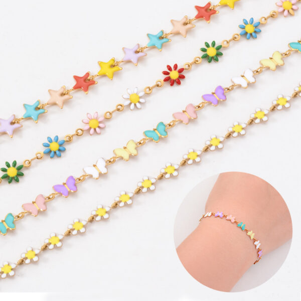 Stainless Steel Colorized Butterfly Five-pointed Star Flower Bracelet - Image 6