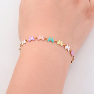 Stainless Steel Colorized Butterfly Five-pointed Star Flower Bracelet