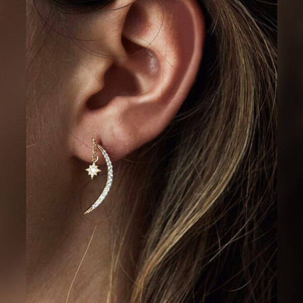 Women's XINGX Crescent Moon Earrings Fashion Micro Inlay