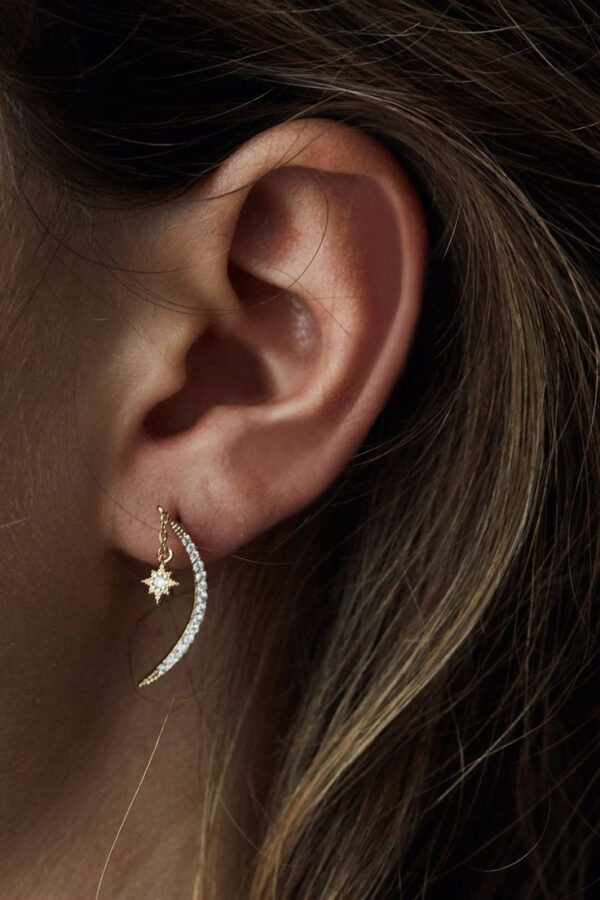 Women's XINGX Crescent Moon Earrings Fashion Micro Inlay - Image 3
