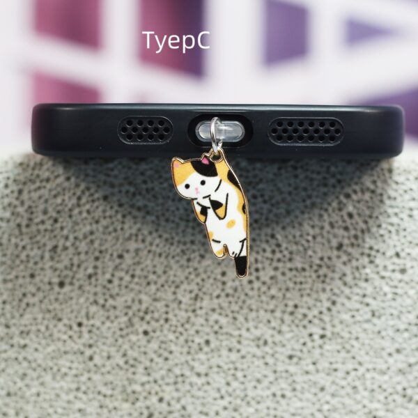 Cute Cat Mobile Phone Dust Plug Alloy Pendant - Image 5