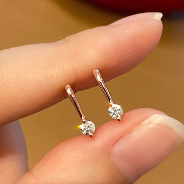 Simple Inlaid Zircon Stud Earrings Minimalist - Image 5